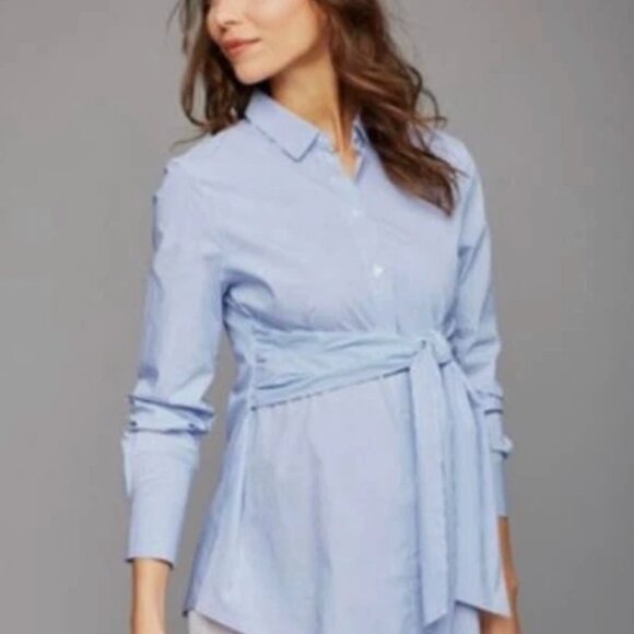 Isabella Oliver maternity striped button down with tie - Picture 5 of 6